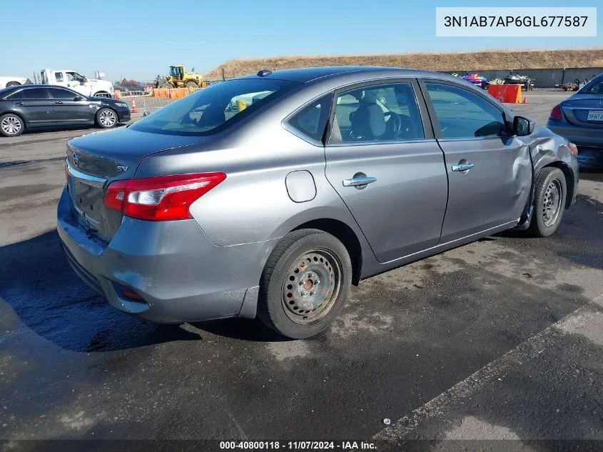 2016 Nissan Sentra Sv VIN: 3N1AB7AP6GL677587 Lot: 40800118