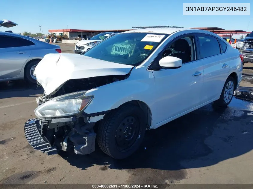 2016 Nissan Sentra Sv VIN: 3N1AB7AP3GY246482 Lot: 40802691