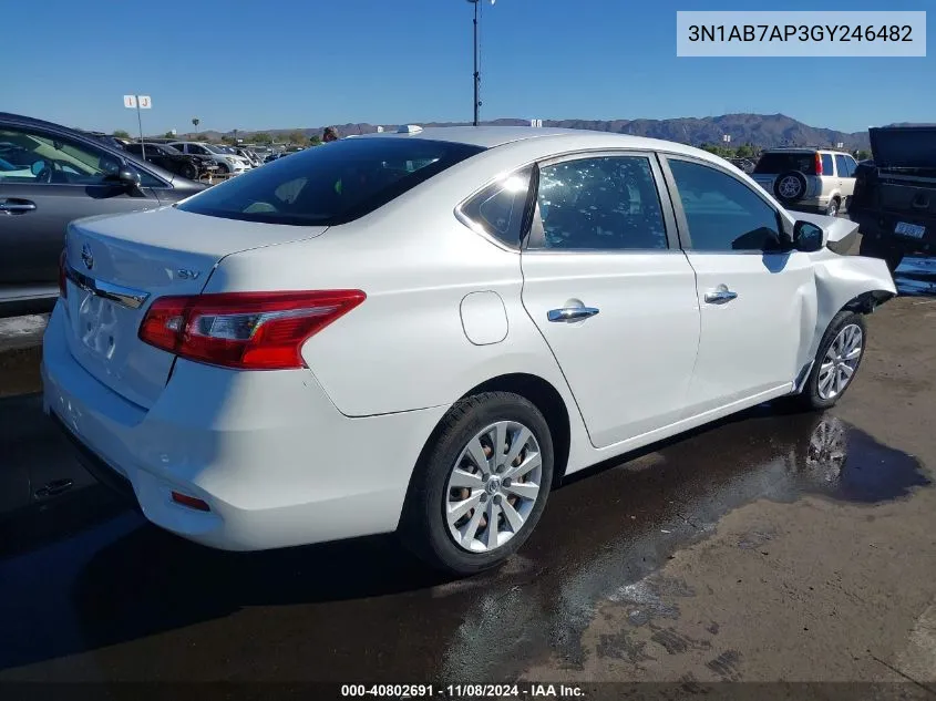 2016 Nissan Sentra Sv VIN: 3N1AB7AP3GY246482 Lot: 40802691