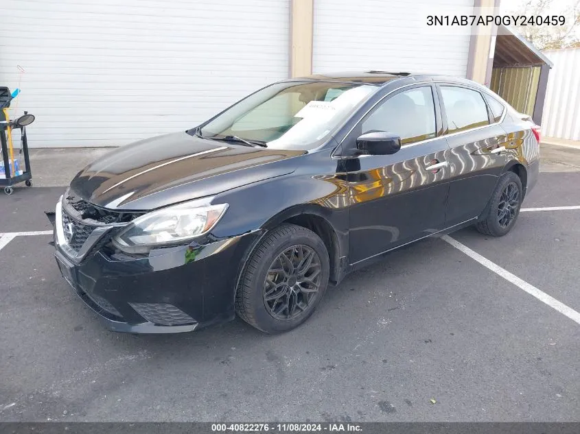 3N1AB7AP0GY240459 2016 Nissan Sentra S