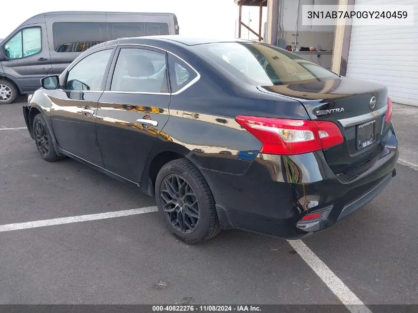 3N1AB7AP0GY240459 2016 Nissan Sentra S