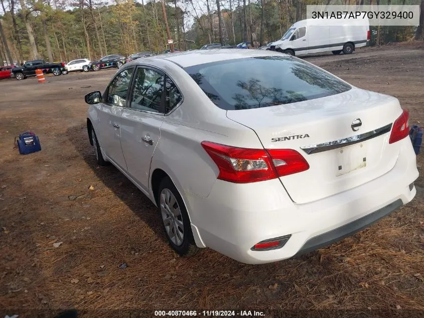 2016 Nissan Sentra S VIN: 3N1AB7AP7GY329400 Lot: 40870466