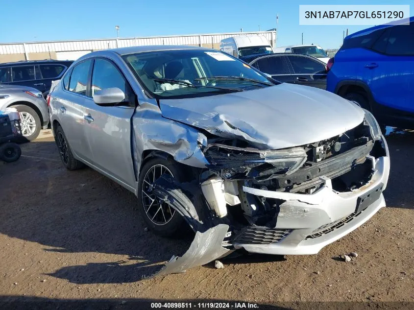 2016 Nissan Sentra Fe+ S/S/Sl/Sr/Sv VIN: 3N1AB7AP7GL651290 Lot: 40898511