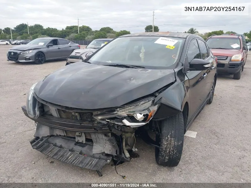 2016 Nissan Sentra Sr VIN: 3N1AB7AP2GY254167 Lot: 40901551