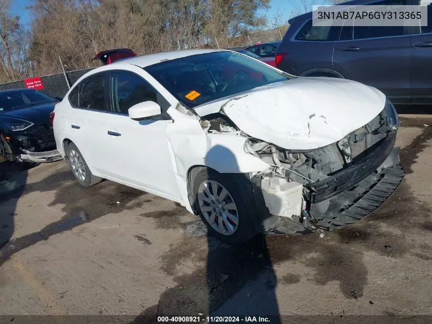 2016 Nissan Sentra S VIN: 3N1AB7AP6GY313365 Lot: 40908921