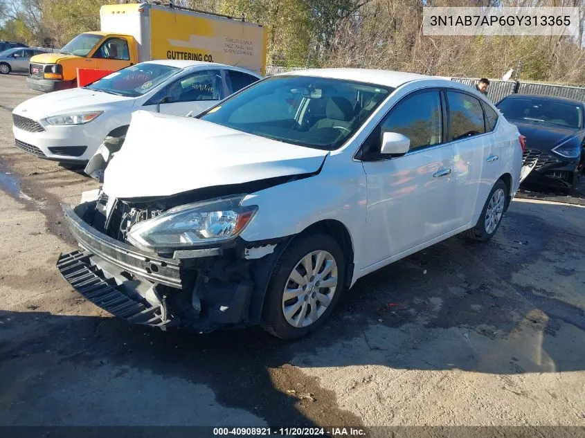 2016 Nissan Sentra S VIN: 3N1AB7AP6GY313365 Lot: 40908921