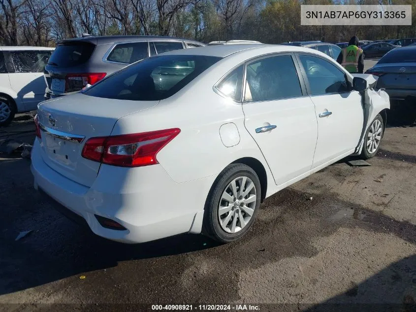 2016 Nissan Sentra S VIN: 3N1AB7AP6GY313365 Lot: 40908921