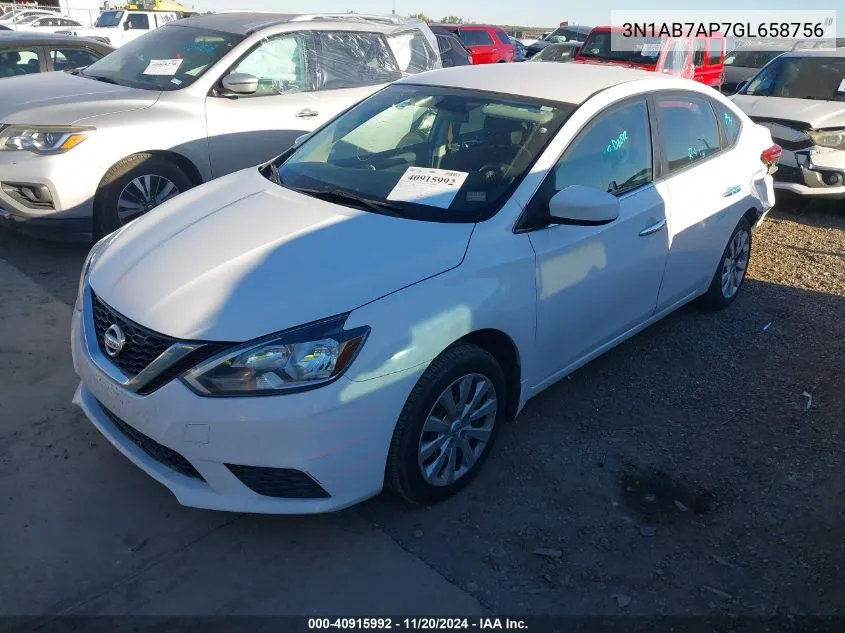 2016 Nissan Sentra Sv VIN: 3N1AB7AP7GL658756 Lot: 40915992