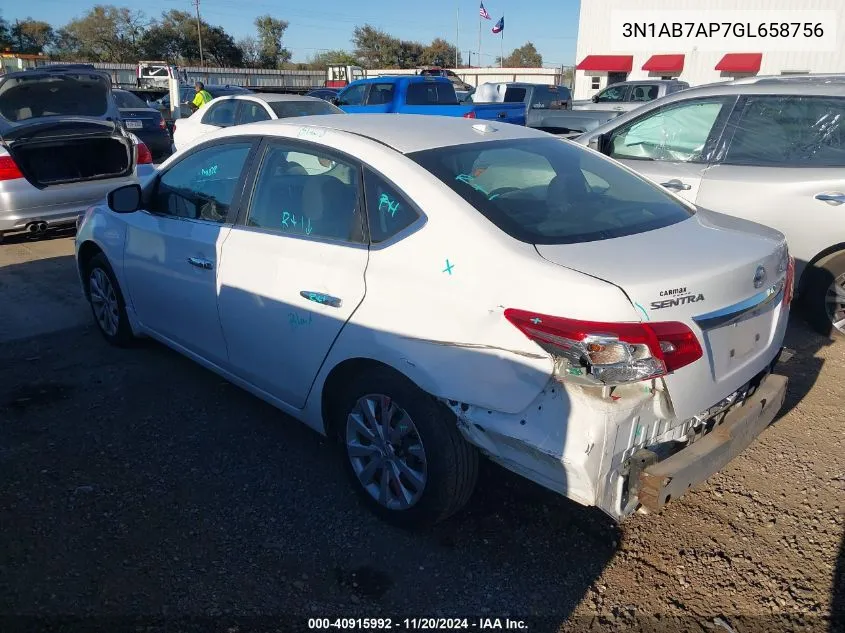 2016 Nissan Sentra Sv VIN: 3N1AB7AP7GL658756 Lot: 40915992