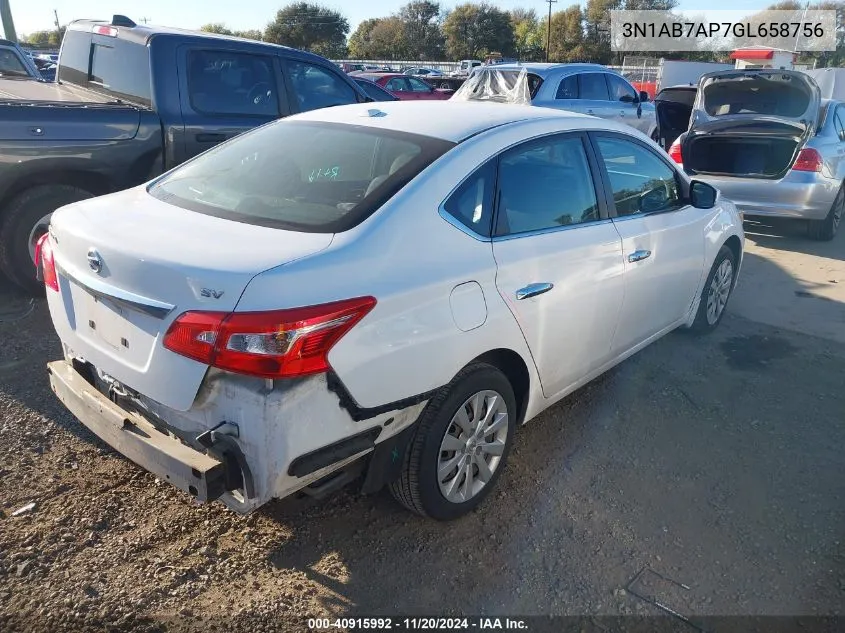 2016 Nissan Sentra Sv VIN: 3N1AB7AP7GL658756 Lot: 40915992