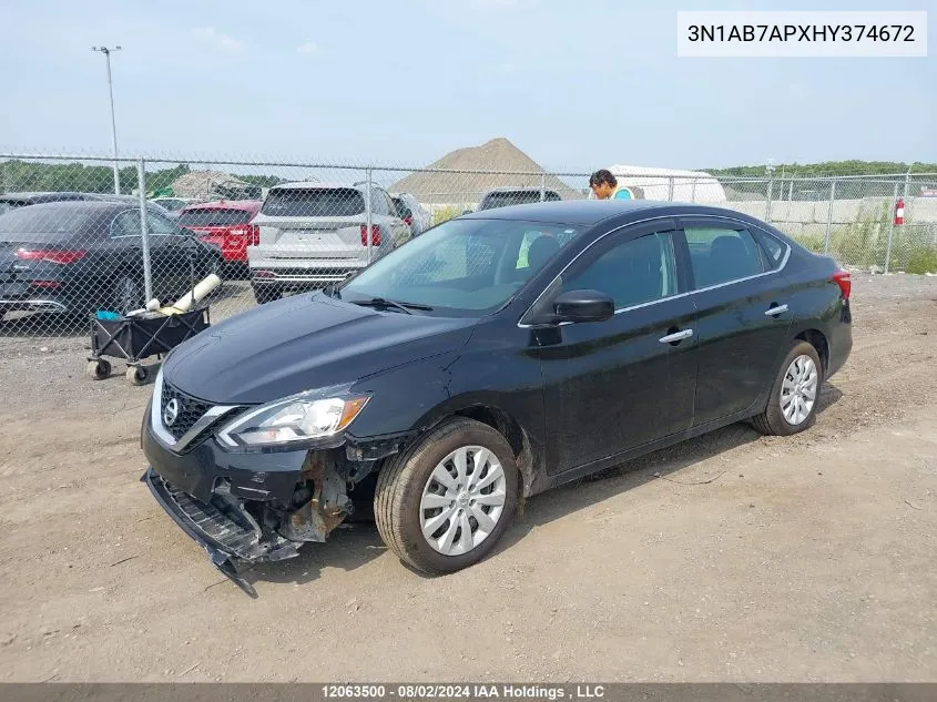 2017 Nissan Sentra VIN: 3N1AB7APXHY374672 Lot: 12063500