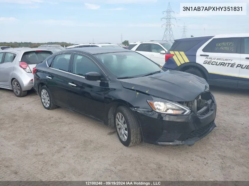 2017 Nissan Sentra VIN: 3N1AB7APXHY351831 Lot: 12100248