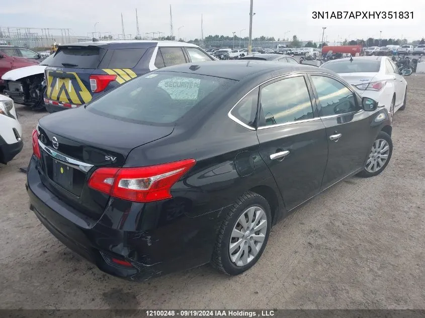 2017 Nissan Sentra VIN: 3N1AB7APXHY351831 Lot: 12100248