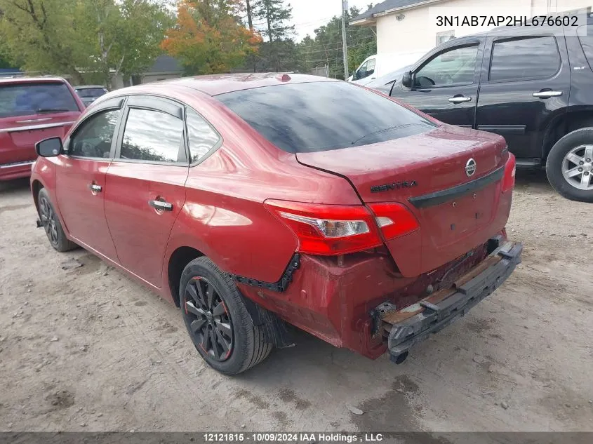 2017 Nissan Sentra VIN: 3N1AB7AP2HL676602 Lot: 12121815