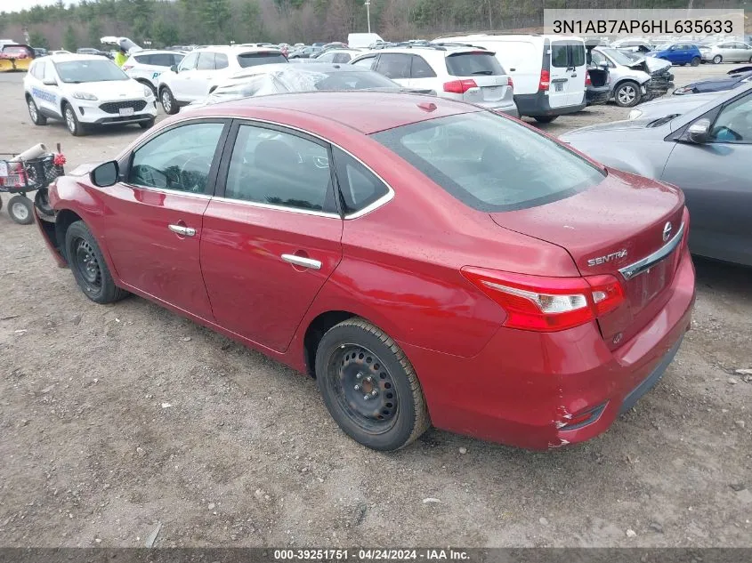 2017 Nissan Sentra S/Sl/Sr/Sv VIN: 3N1AB7AP6HL635633 Lot: 39251751