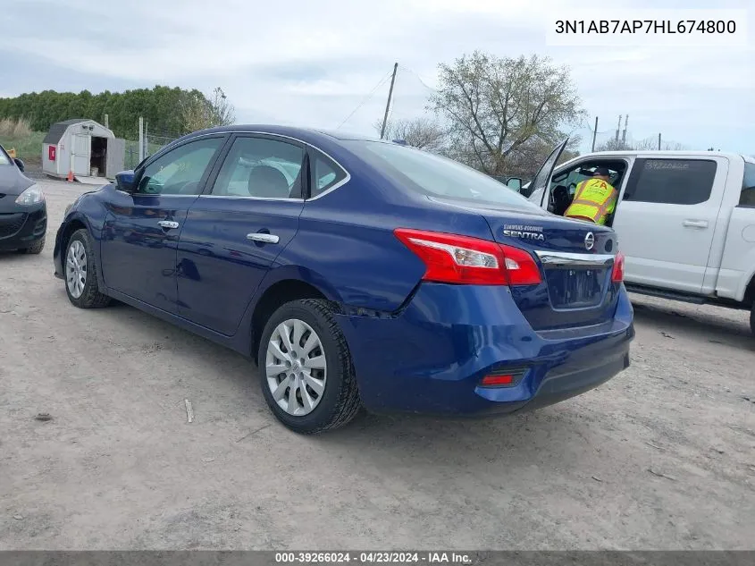 2017 Nissan Sentra Sv VIN: 3N1AB7AP7HL674800 Lot: 39266024