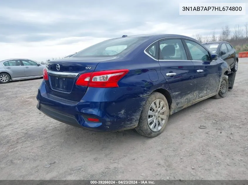 2017 Nissan Sentra Sv VIN: 3N1AB7AP7HL674800 Lot: 39266024