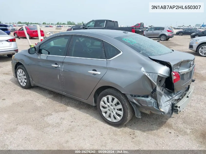 2017 Nissan Sentra Sv VIN: 3N1AB7AP2HL650307 Lot: 39276243