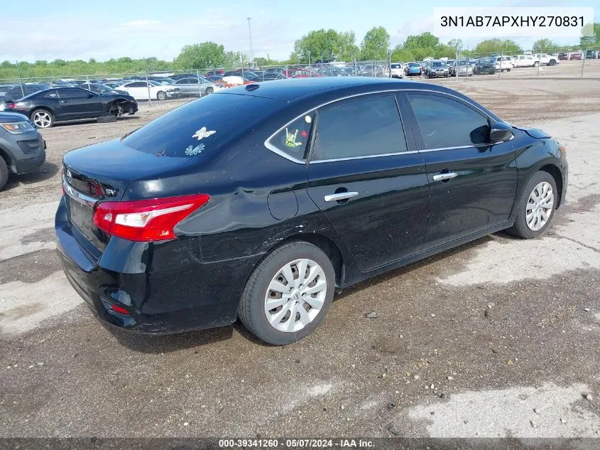 2017 Nissan Sentra Sv VIN: 3N1AB7APXHY270831 Lot: 39341260