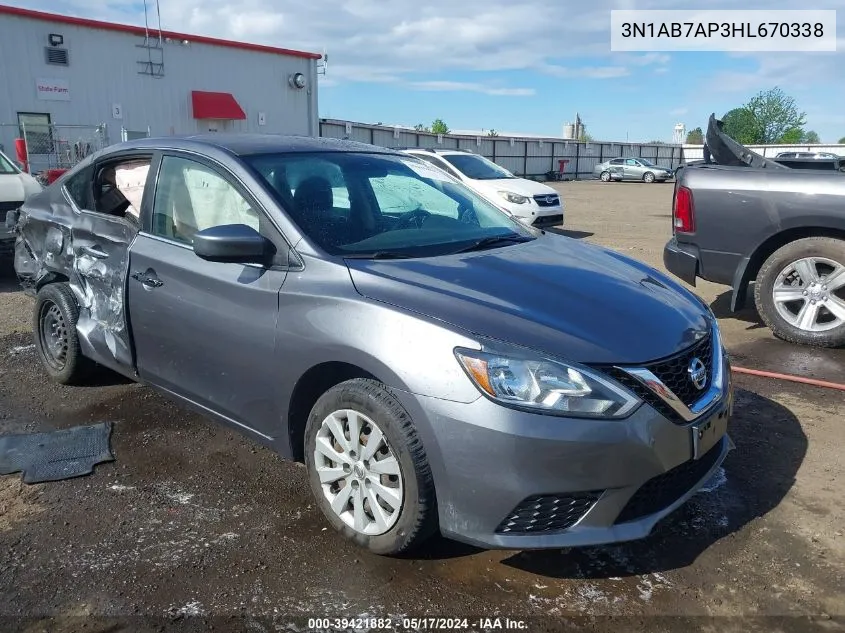 2017 Nissan Sentra Sv VIN: 3N1AB7AP3HL670338 Lot: 39421882