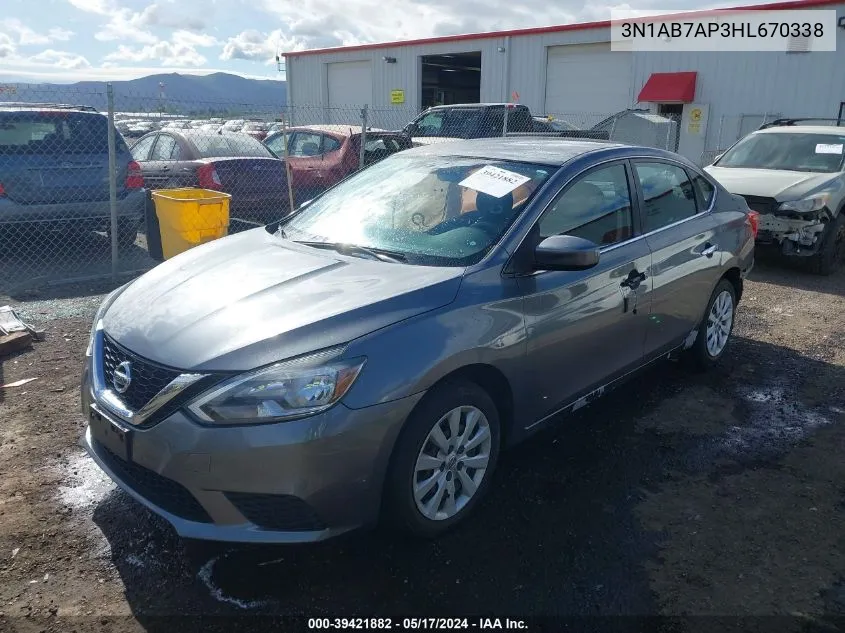 2017 Nissan Sentra Sv VIN: 3N1AB7AP3HL670338 Lot: 39421882