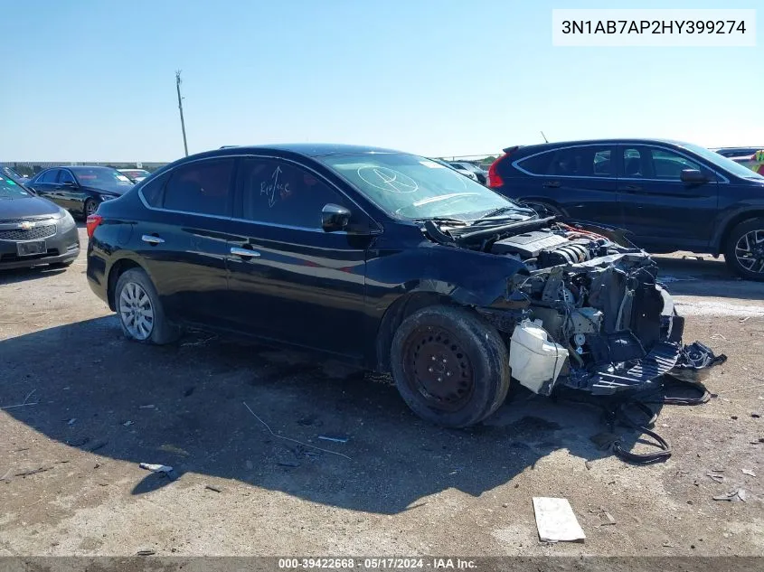 2017 Nissan Sentra S VIN: 3N1AB7AP2HY399274 Lot: 39422668