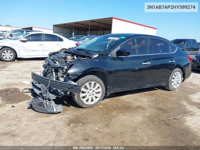 2017 Nissan Sentra S VIN: 3N1AB7AP2HY399274 Lot: 39422668