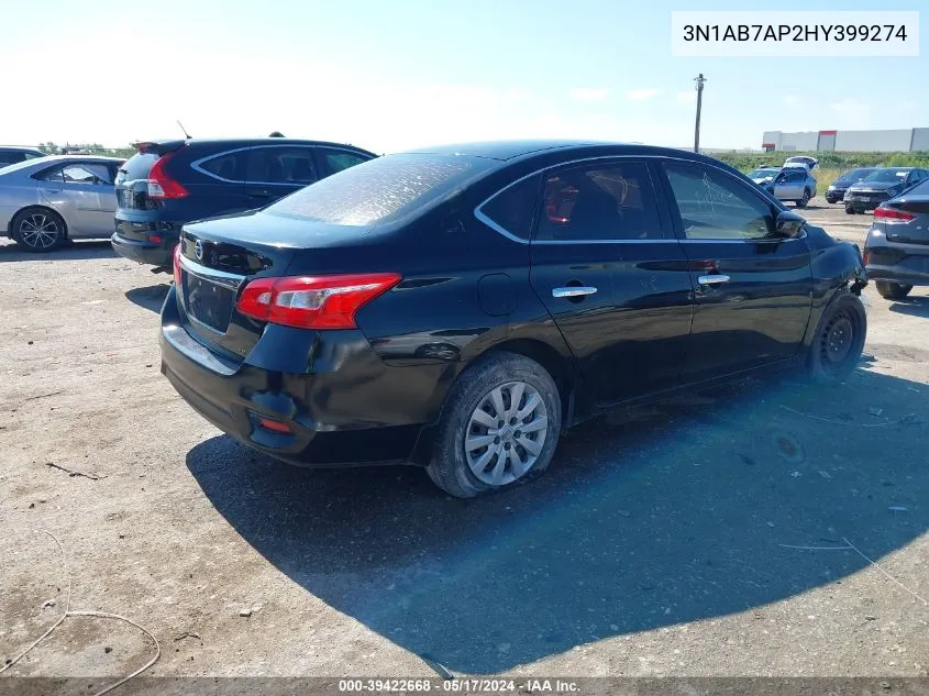 2017 Nissan Sentra S VIN: 3N1AB7AP2HY399274 Lot: 39422668