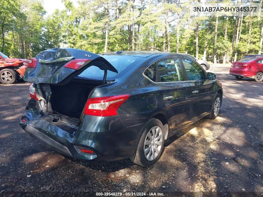 2017 Nissan Sentra Sv VIN: 3N1AB7AP6HY345377 Lot: 39548279