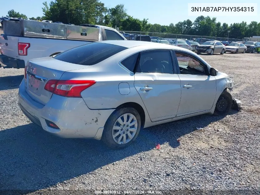 2017 Nissan Sentra S VIN: 3N1AB7AP7HY354315 Lot: 39590912