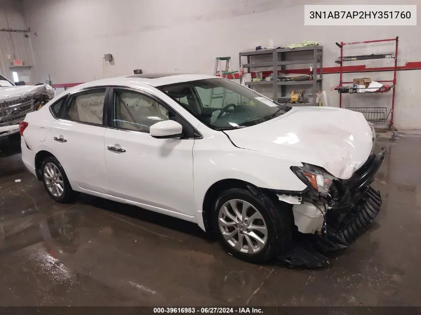 2017 Nissan Sentra Sv VIN: 3N1AB7AP2HY351760 Lot: 39616983