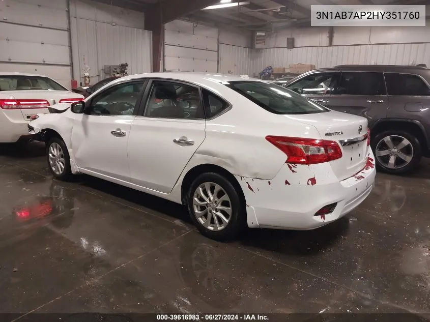 2017 Nissan Sentra Sv VIN: 3N1AB7AP2HY351760 Lot: 39616983