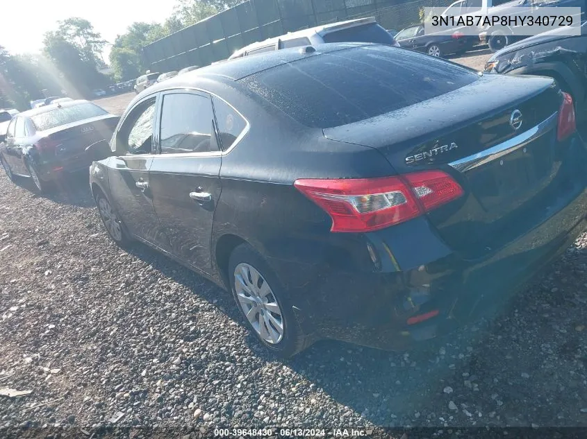 2017 Nissan Sentra Sv VIN: 3N1AB7AP8HY340729 Lot: 39648430