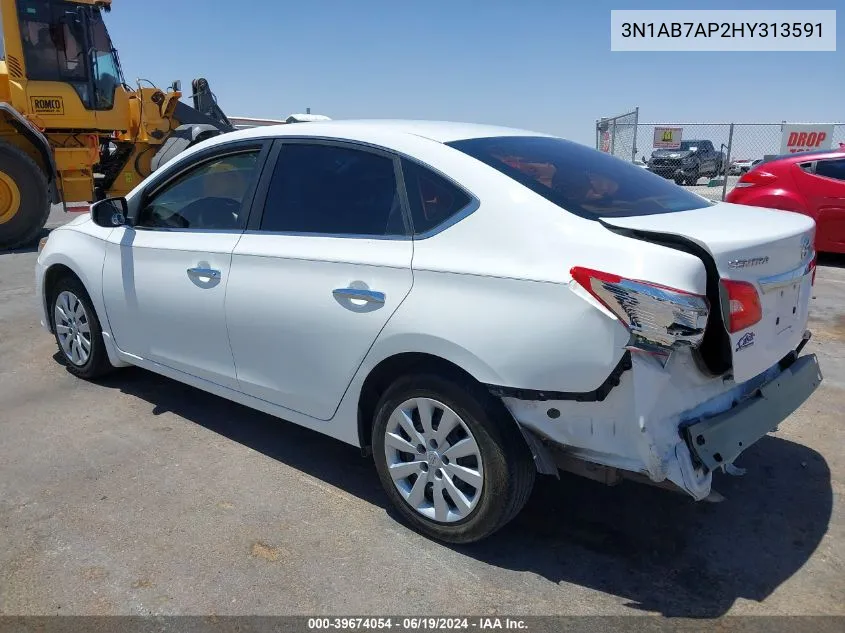 2017 Nissan Sentra S VIN: 3N1AB7AP2HY313591 Lot: 39674054