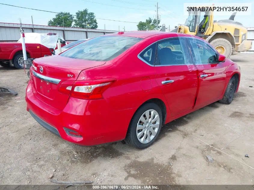 2017 Nissan Sentra Sv VIN: 3N1AB7AP2HY354657 Lot: 39678679