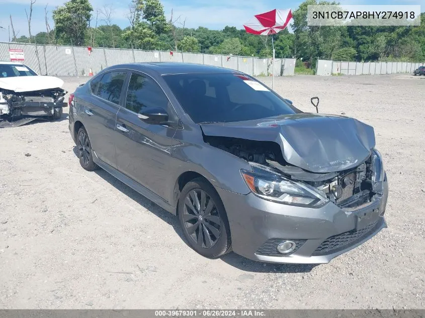 2017 Nissan Sentra Sr Turbo VIN: 3N1CB7AP8HY274918 Lot: 39679301