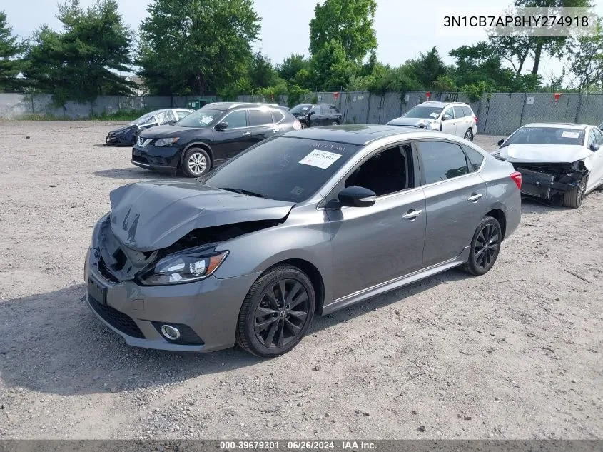 2017 Nissan Sentra Sr Turbo VIN: 3N1CB7AP8HY274918 Lot: 39679301