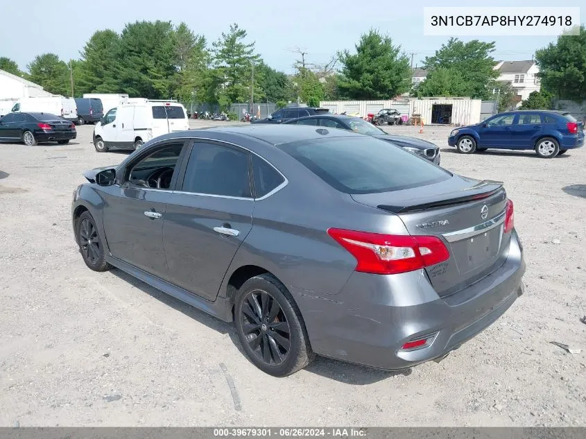 2017 Nissan Sentra Sr Turbo VIN: 3N1CB7AP8HY274918 Lot: 39679301