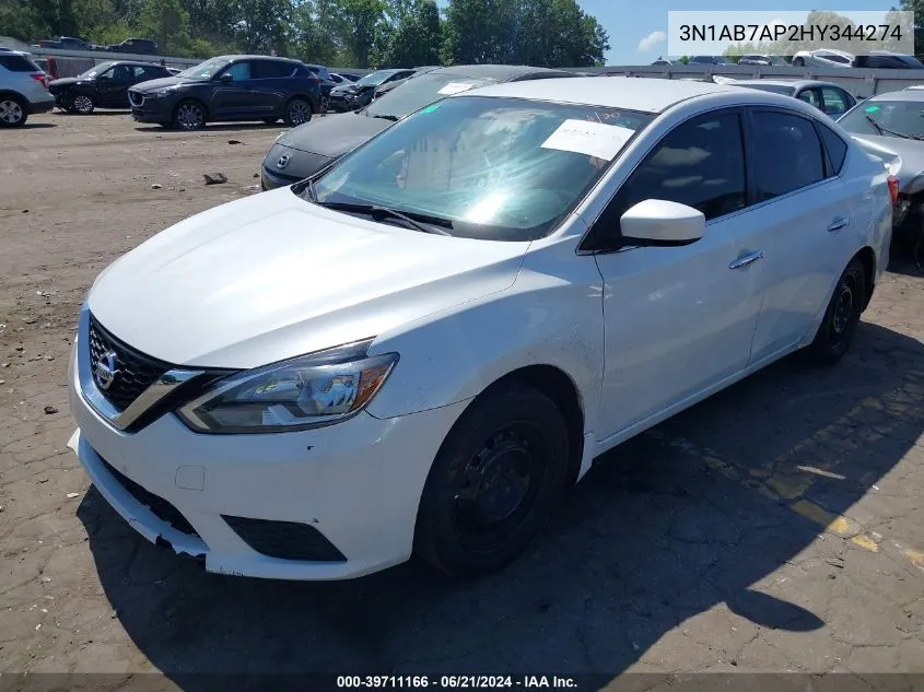 2017 Nissan Sentra Sv VIN: 3N1AB7AP2HY344274 Lot: 39711166