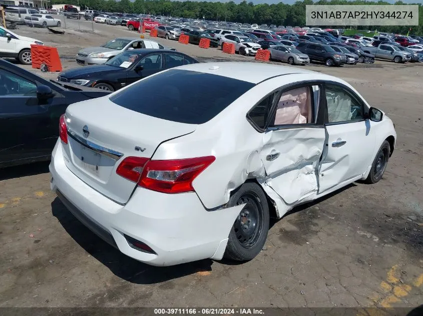 2017 Nissan Sentra Sv VIN: 3N1AB7AP2HY344274 Lot: 39711166