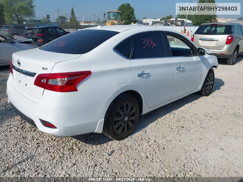 2017 Nissan Sentra Sv VIN: 3N1AB7AP8HY298403 Lot: 39713247