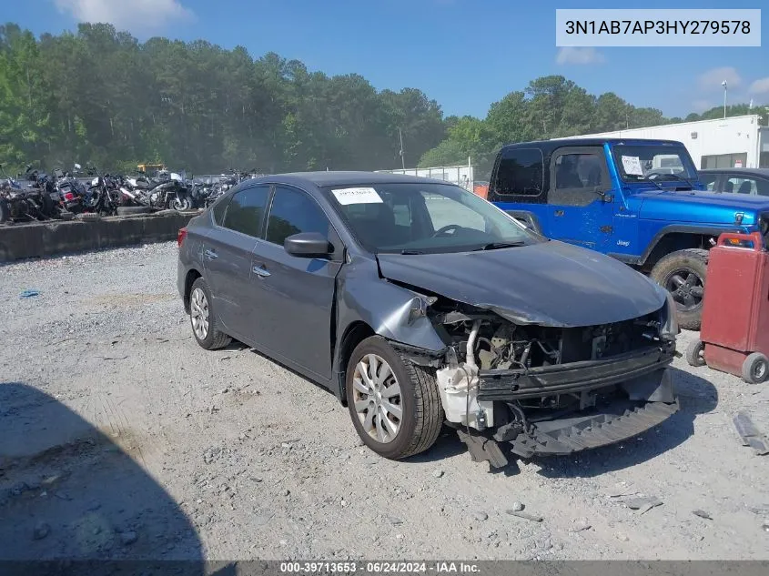 3N1AB7AP3HY279578 2017 Nissan Sentra Sv