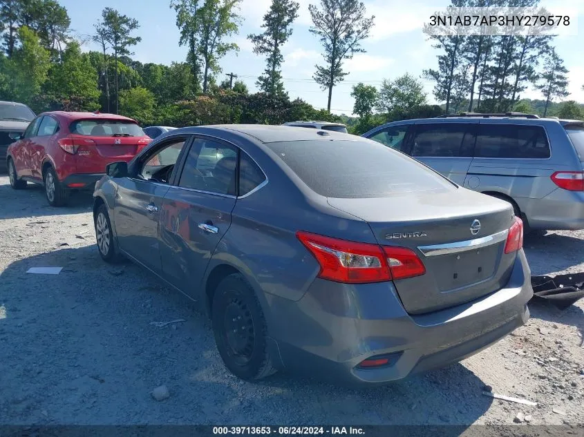 2017 Nissan Sentra Sv VIN: 3N1AB7AP3HY279578 Lot: 39713653