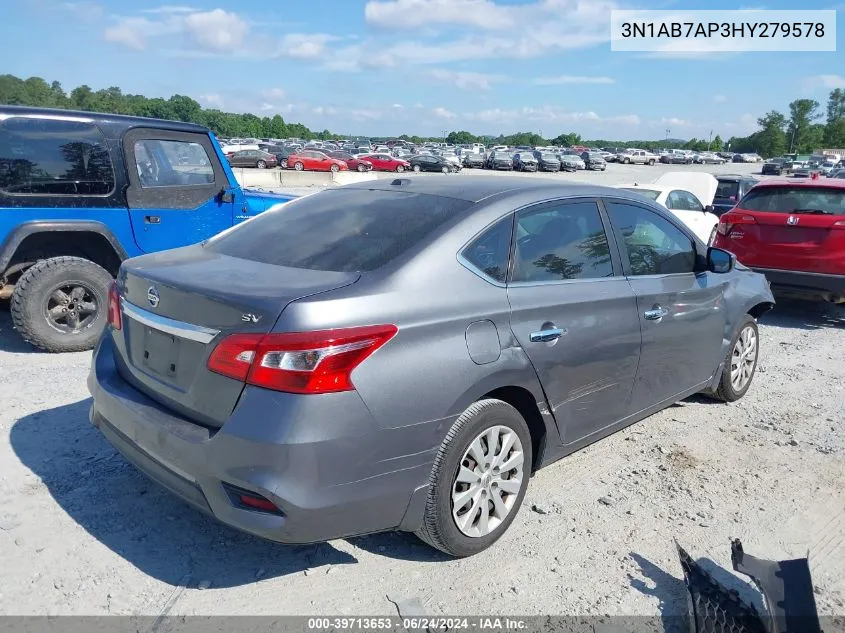 2017 Nissan Sentra Sv VIN: 3N1AB7AP3HY279578 Lot: 39713653