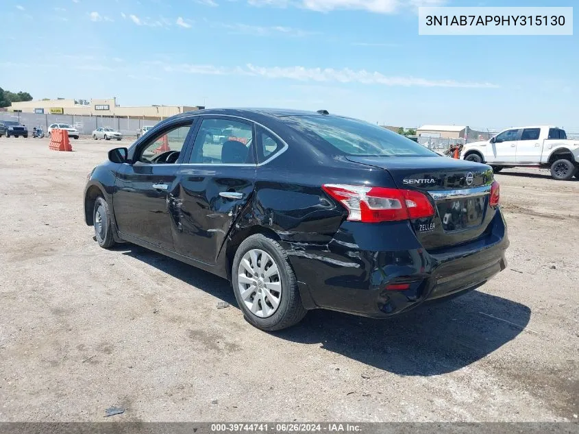 3N1AB7AP9HY315130 2017 Nissan Sentra Sv