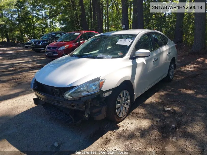 2017 Nissan Sentra Sv VIN: 3N1AB7AP4HY260618 Lot: 39761694