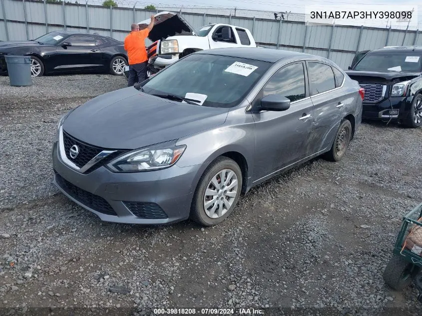 2017 Nissan Sentra S VIN: 3N1AB7AP3HY398098 Lot: 39818208