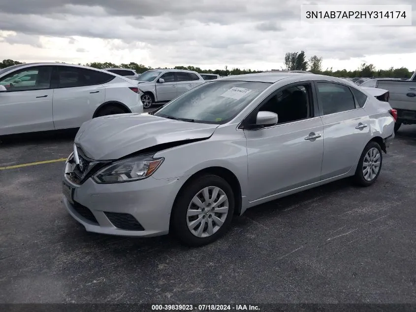 2017 Nissan Sentra S VIN: 3N1AB7AP2HY314174 Lot: 39839023