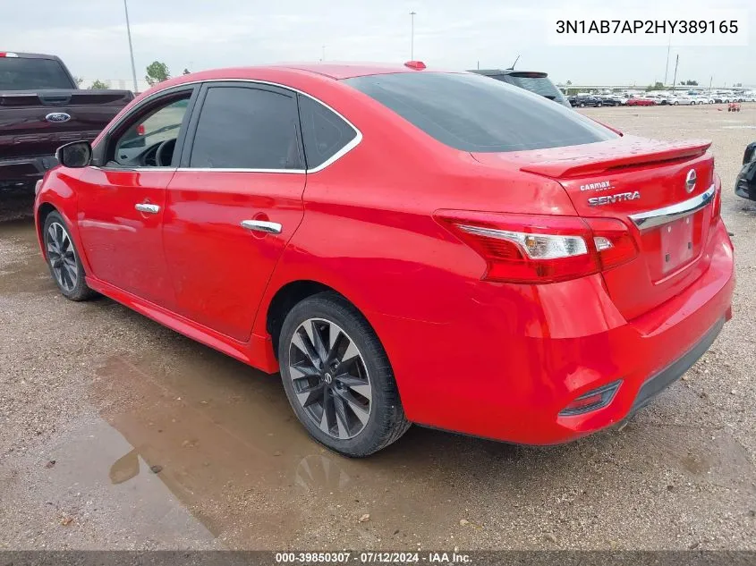 2017 Nissan Sentra Sr VIN: 3N1AB7AP2HY389165 Lot: 39850307