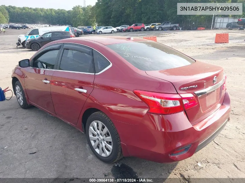 2017 Nissan Sentra Sv VIN: 3N1AB7AP5HY409506 Lot: 39864138